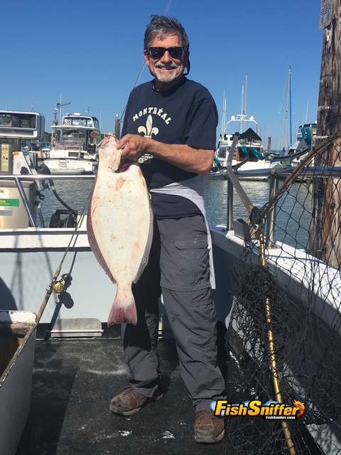 Gerry Sax of Sausalito caught a halibut dinner near Alcatraz on the Morning Star on a cold windy May 31.