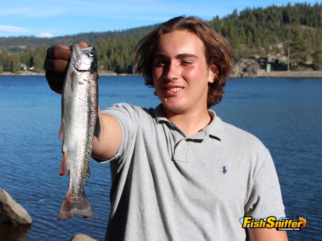 Joshua from Sacramento holds up this hard-fighting rainbow that he hooked at Lake Valley Reservoir on September 3.