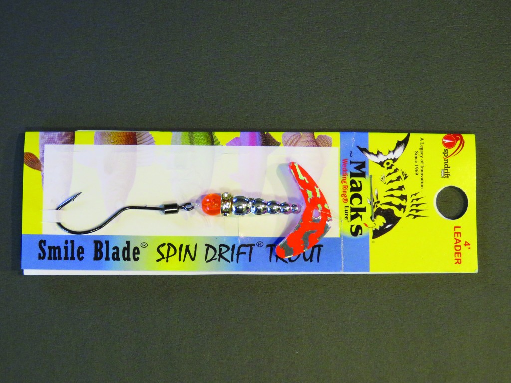 The Smile Blade Spindrift Trout spinner is a variation of the Wedding Ring that utilizes a different bead arrangement and a Smile Blade instead of a standard metal Colorado style blade. The VMC Spindrift hook that the lure comes with features a built in swivel allowing the bait you tip the hook with to spin. This makes for more movement and usually more strikes!