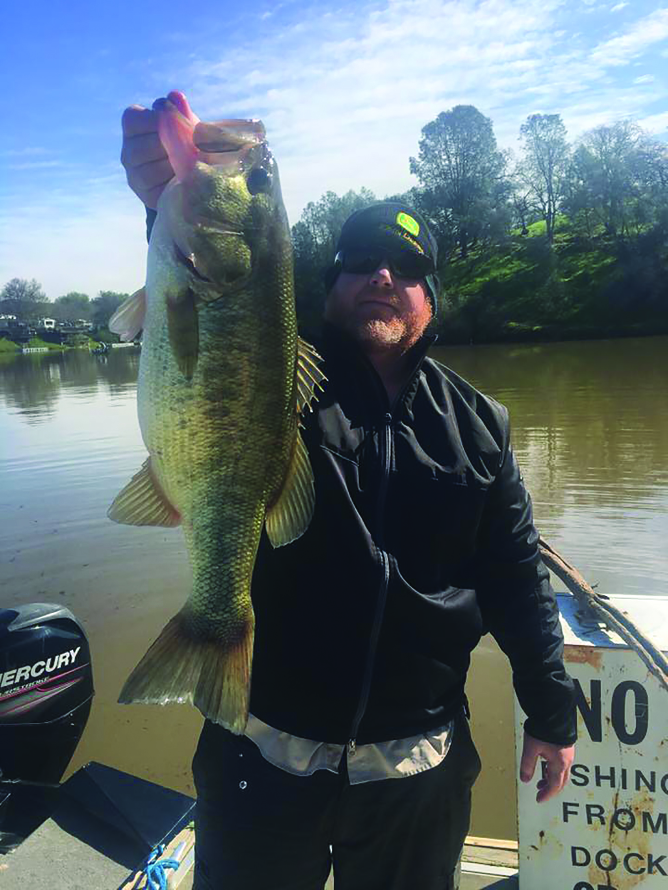 Ryan Jones pulled this beautiful 8 lb largemouth out of muddy waters of Lake Amador on February 25 while working a Baby Brush Hog.