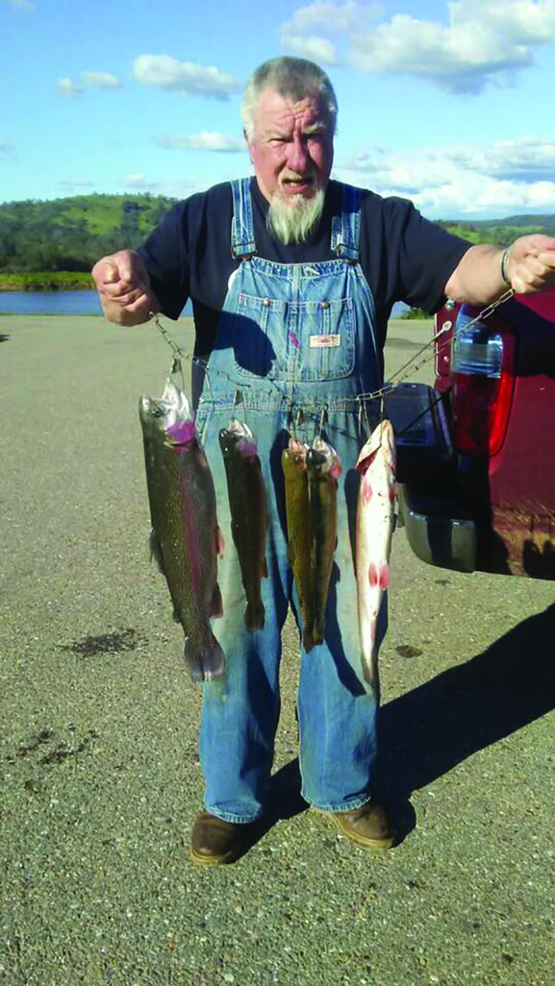 Papa Greg busted a big limit of rainbows to 4.5 lbs while soaking PowerBait and Power Eggs near the spillway at Lake Amador on February 24.