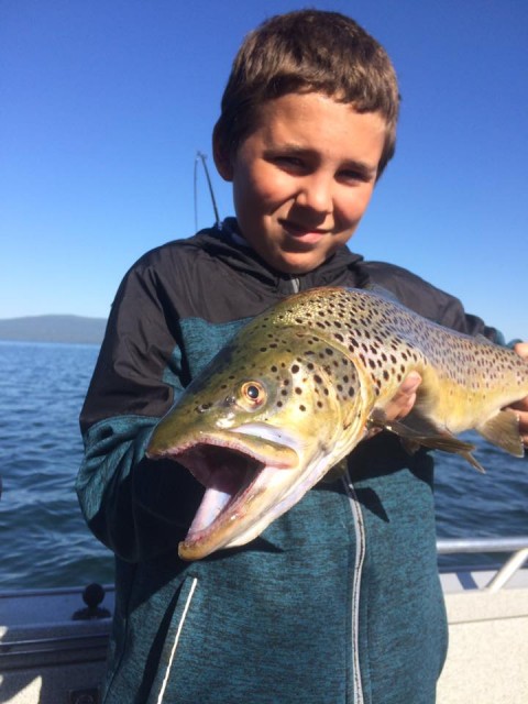 Bryan Roccucci of Big Daddy’s Guide Service has been putting his clients on some fantastic Almanor trout this June. This impressive brown was fooled with a threaded worm.