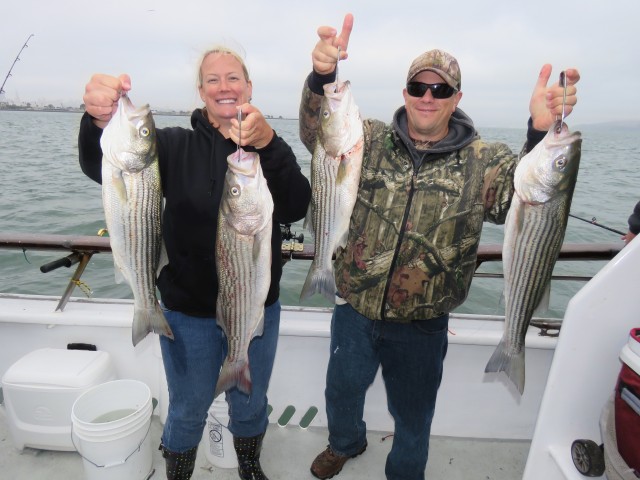 Kristen and Dave loaded up on striped bass while fishing the Cal Kellogg School of Fishing event aboard the California Dawn.